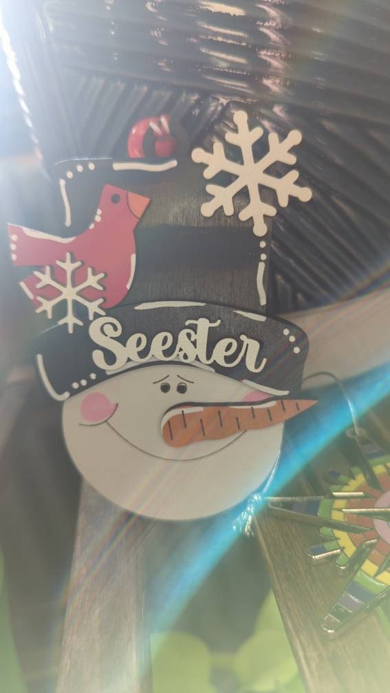 PERSONALIZED snowman ornament, personalized snowman, personalized ornament, Christmas stocking tag, personalized family Christmas snowman