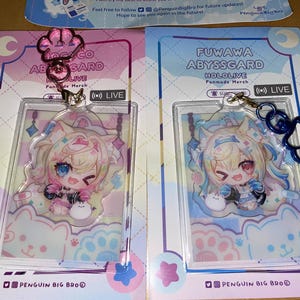 FuwaMoco - Hololive Advent Keychain [Fanmade] Sleeping Series PVC Acrylic Charms, VTuber, Fuwawa Abyssgard Mococo Abyssgard, Twins