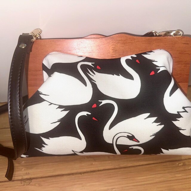 Large Wooden Frame Clutch Bag With Shoulder Straps, Large