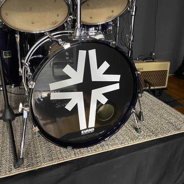 Custom Bass Drum Decal - Band Name or Logo Transfer Sticker - Drum Head ...
