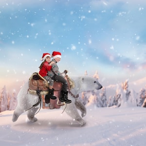 Digital Backdrop, Enchanting Santa Globe Digital Background Snow
