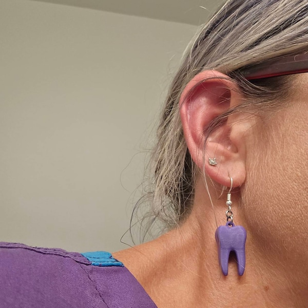 Dangling Tooth Dental Tooth Dangle Earrings Custom 3D Printed Fun Lightweight! Lots of ...