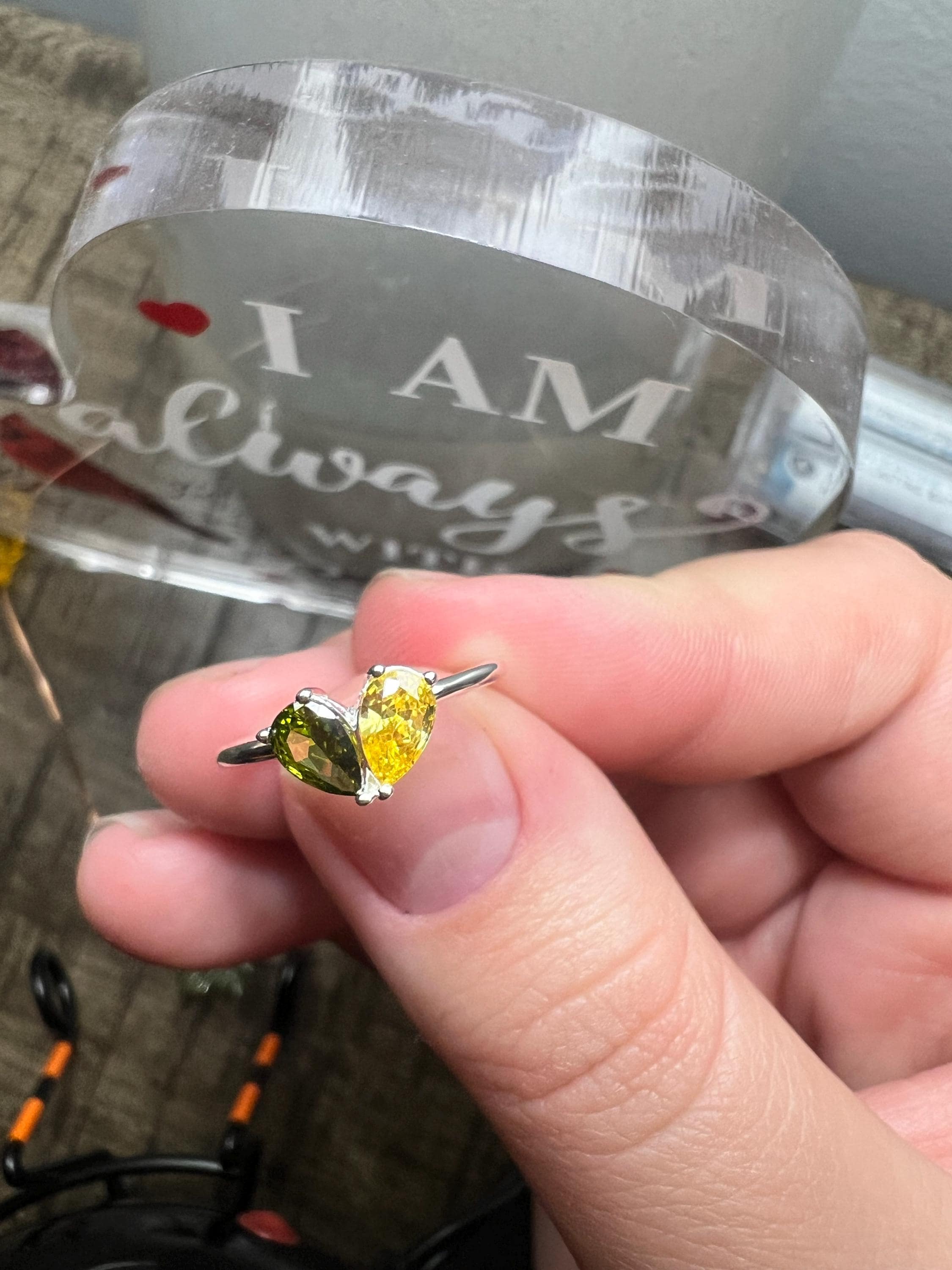 Custom Heart Birthstone Ring, Pear Cut 2 Birthstone Ring, Custom Stacking Ring, Christmas Gifts, Gift for Mom/Mother, Birthday Gift for Her