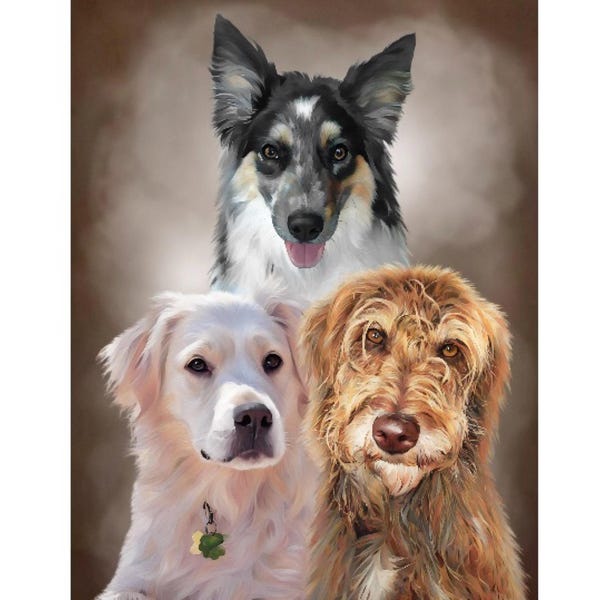 Custom Pet Portrait Oil Painting on Canvas Commission Dog Portrait From ...