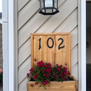 Cedar House Number Planter Box: Metal Address Sign - Etsy