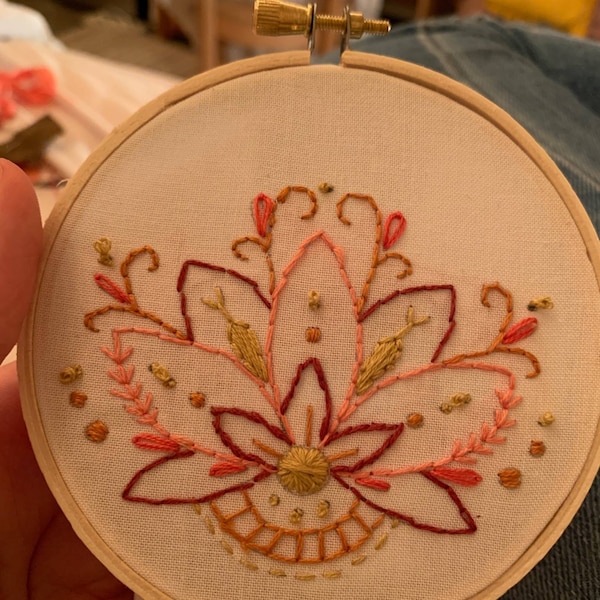Learn to Embroider With This Mini Lotus Flower Hand Embroidery Printed ...