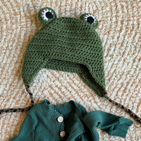 Frog Hat With or Without Earflaps PDF Crochet Pattern - Newborn to ...