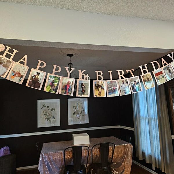 Sweet 16 Birthday Decorations Photo Banner In Silver Pre-Assembled - Sweet 16 Banner With Sixteen Photo Card Frames Party Suppli