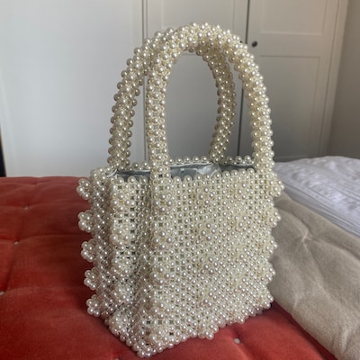 Pearl Handbag, Luxury Beaded Bridal Faux Pearl Clutch, Box Bag Bucket ...
