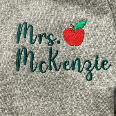 Personalized Teacher Quarter Zip Sweatshirt Teacher Apple Zip Pullover ...