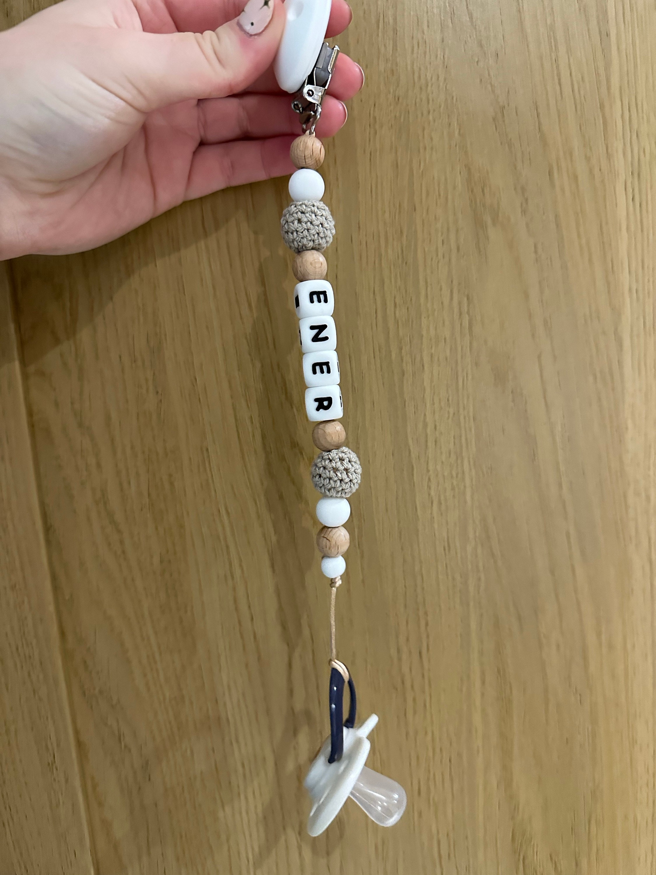 Personalised dummy clip, Silicone dummy clip, Dummy clip, Baby pacifier clip, Pacifier holder, Baby shower gift, White
