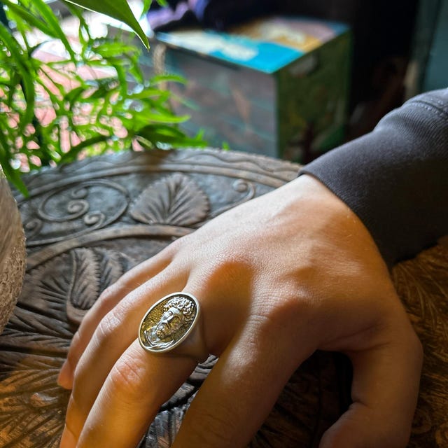 Personalized Marcus Aurelius Bust Silver Ring, Roman Emperor