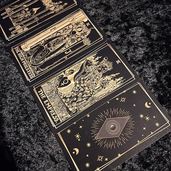 Black and Gold Tarot Deck, Rider Waite Style Tarot Cards With Gold Foil ...