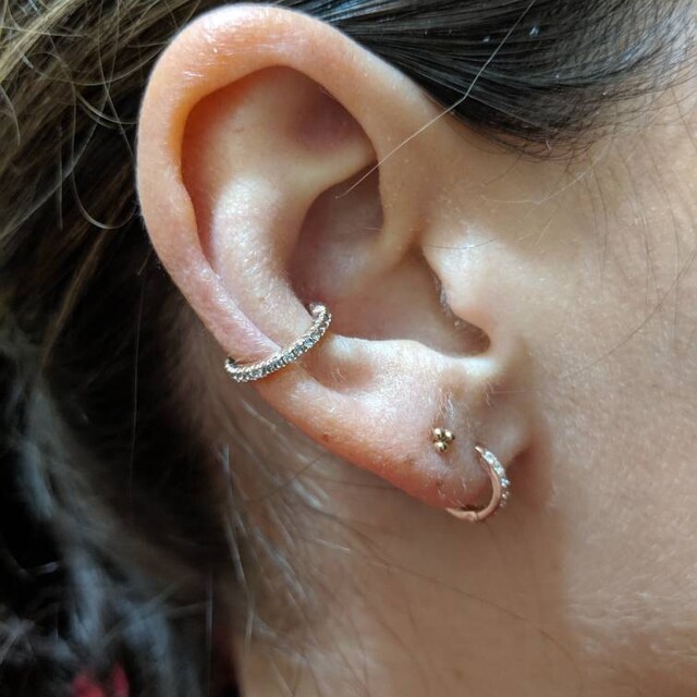 14k Solid Rose Gold Conch Piercing Eternity Clicker Ring