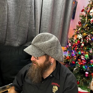 Nikki Oversized Newsboy Cap Black Navy Cashmere Corduroy Huge