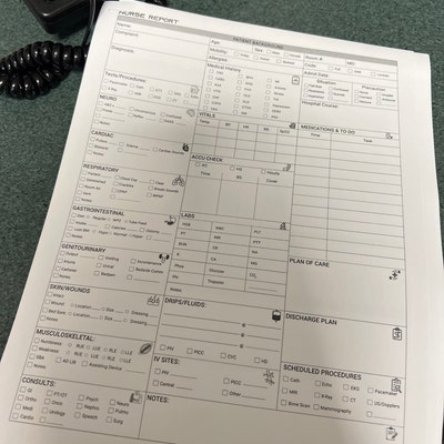 Nurse Brain Sheet 5 Patient Nurse Report Sheet Med Surg Report Sheet ...