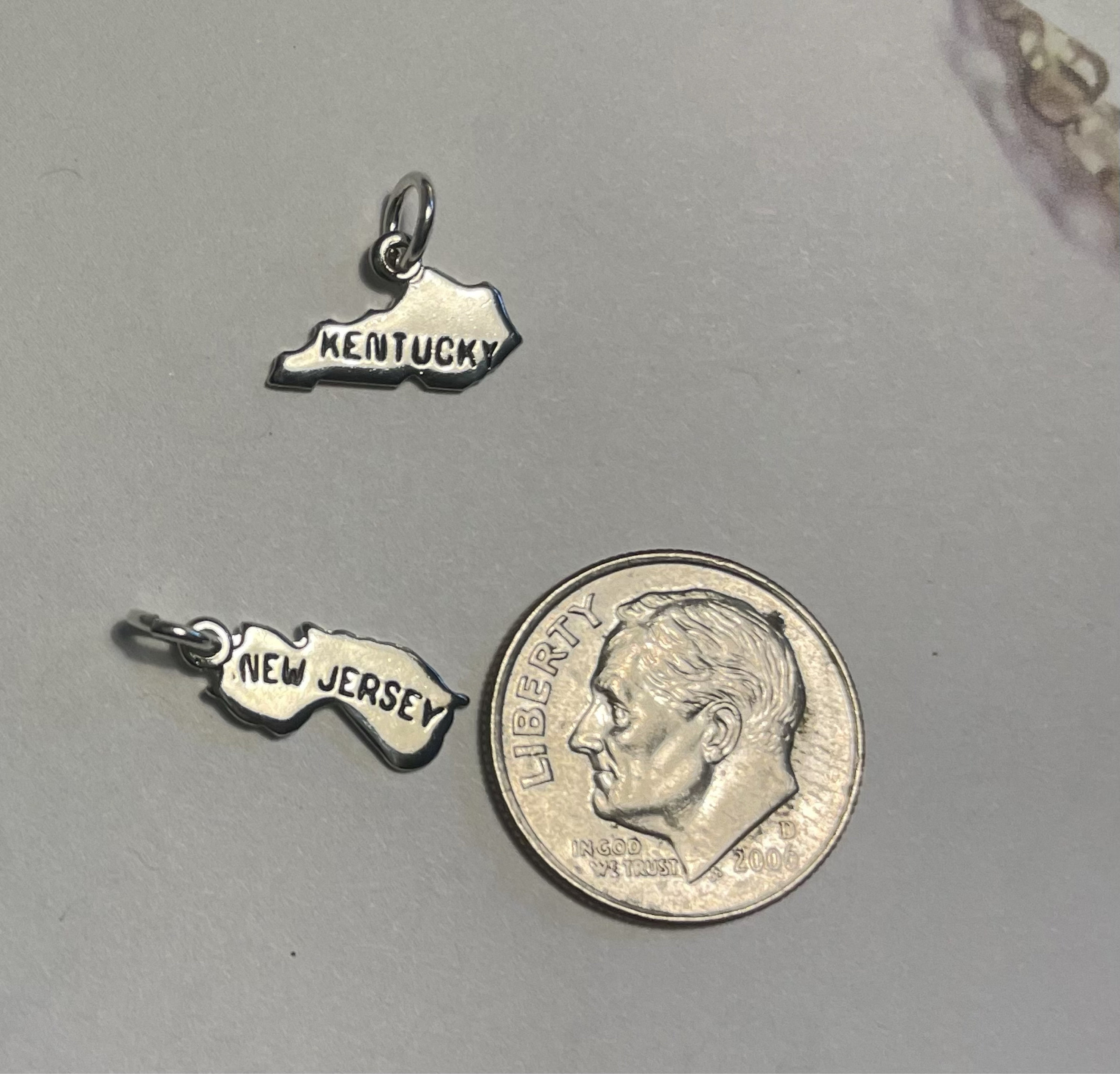 Silver State Charms, Small, Tiny, Dainty, Going Away Gift, Home State, Home Sweet Home, Graduation Gift, Charms For Bracelet