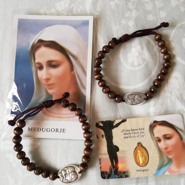 Pulsera Religiosa De Hilo Encerado - Con Medalla De Santo O Virgen, Ajustable, Para Hombre O Mujer