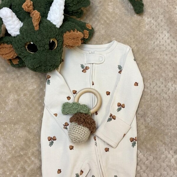 Fall Baby Rattles Acorn Baby Rattle PDF Crochet Pattern, Woodland Forest Toy for Newborn ...