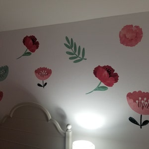 Colorful Decals Vinyl Print Blooming Art Eco Friendly #9 Poppy And Powder Flowers Vinyl Set Greenery Vinyl Decal