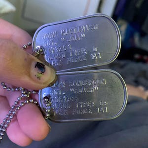 Stainless Steel US Army Dog Tag ID Set, Personalised & Embossed with Chains ,Optional Coloured Silencers and metal presentation case.
