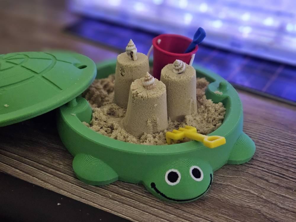 Mini Turtle Sandbox with Sand & Mini Tools - Sensory Zen Garden, 90s Nostalgia, 90s Toys, Office Decor, 4.5&quot; Small Size