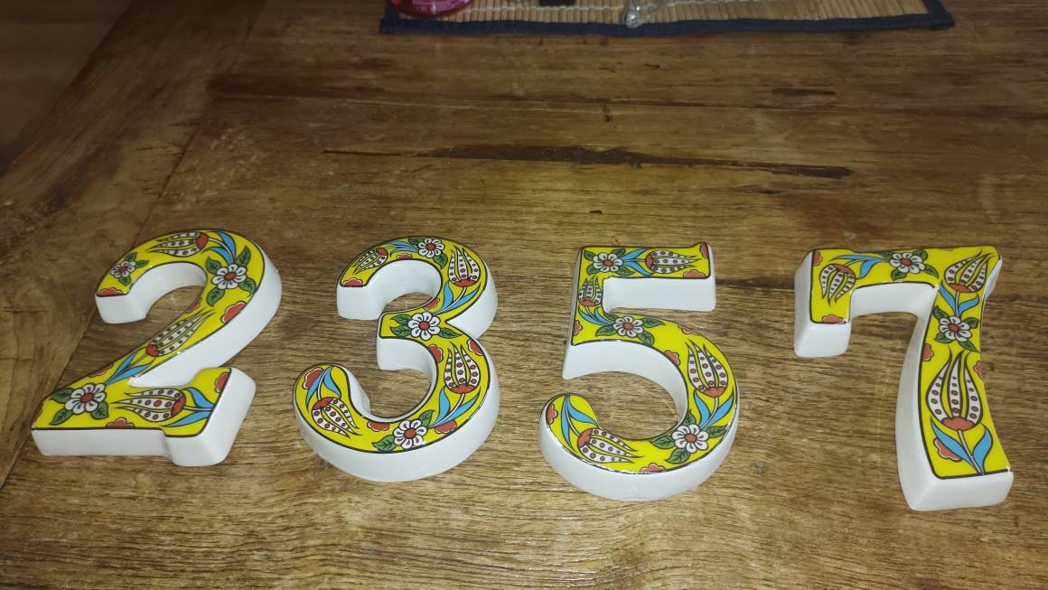 Exquisite Handmade Turkish Ceramic House Numbers, Ceramic Address Plaque and Numbers, Address Numbers, Door Numbers, Ceramic Numbers