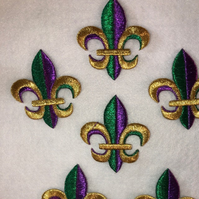 Sequin Fleur De Lis Mardi Gras Embroidery Iron On Patch – Scratch Decor