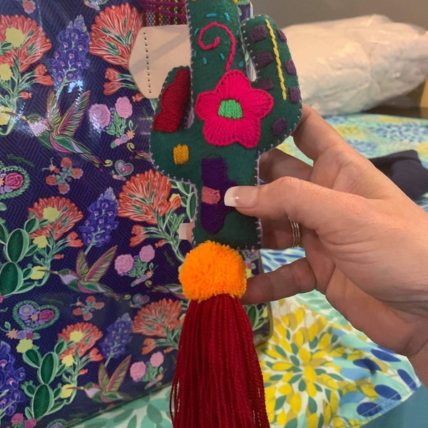 CACTUS Nopalito Tassel Pom Poms for Bags Stacked Tassel Tie On- Rear ...