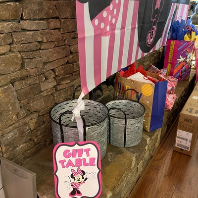 Minnie Mouse Birthday Party Sign, PINK Gift Table Sign Party Decoration ...