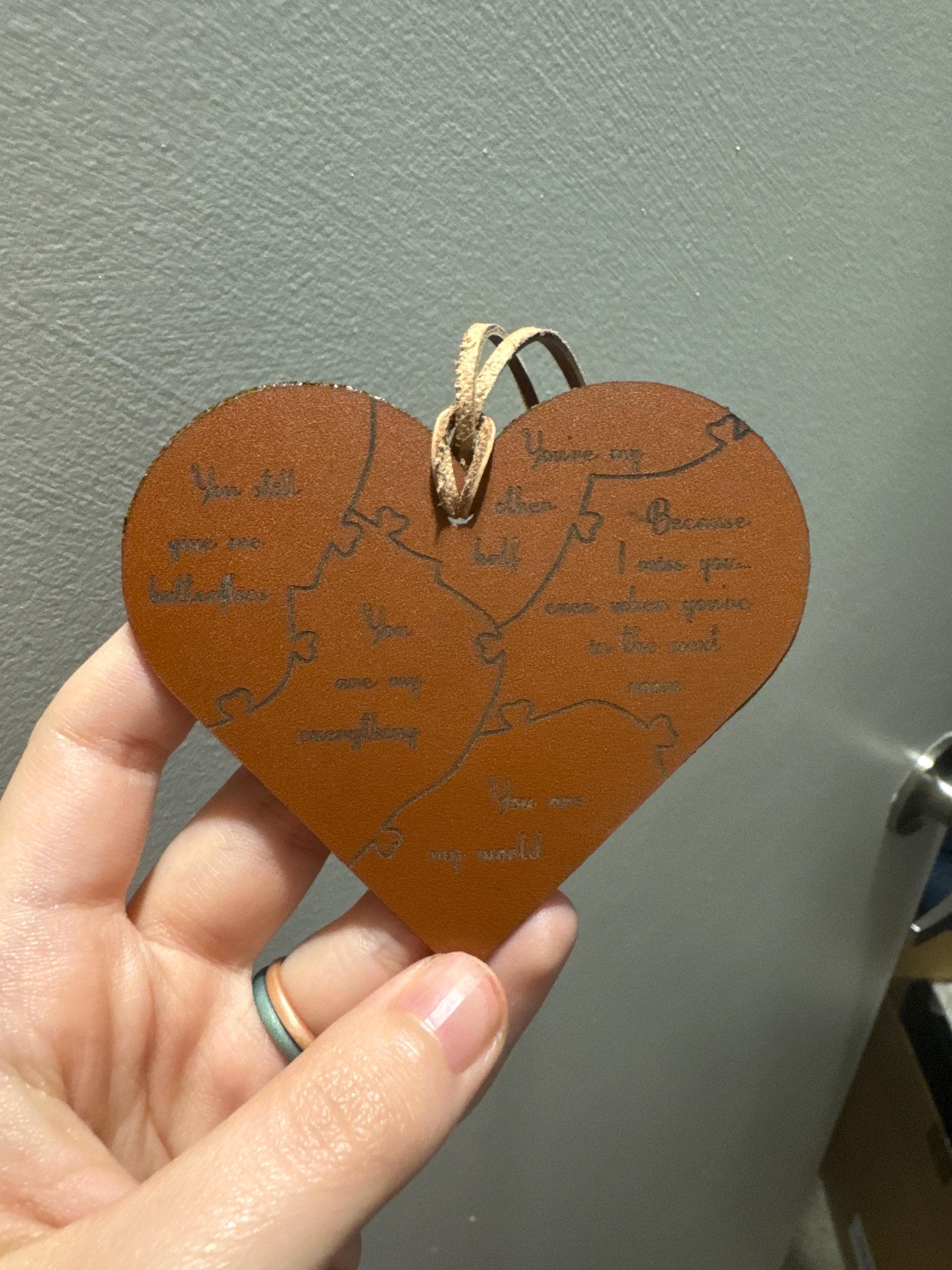 Personalized anniversary ornament both sides, 3rd anniversary gift, Leather anniversary, Heart-shaped Christmas ornaments, Personalized gift