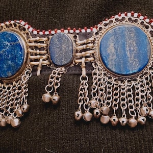 Lapis Stone Belly Dance Belt: Vintage Afghan Kuchi Tribal 