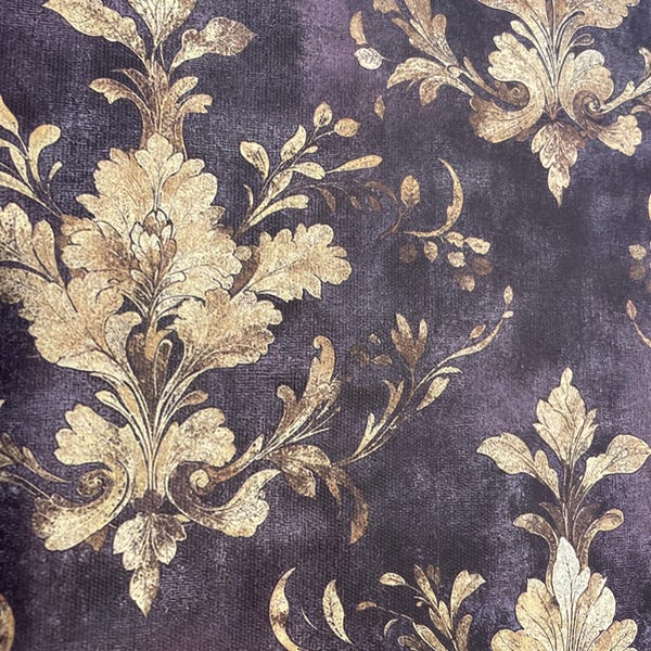 Purple Floral Damask Wallpaper, Luxury Baroque Wallpaper, Purple and ...