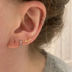 Orecchini Huggie A Cerchio In Argento Sterling 925 Con Zirconia Cubica - Piccoli, Griglie, Unisex