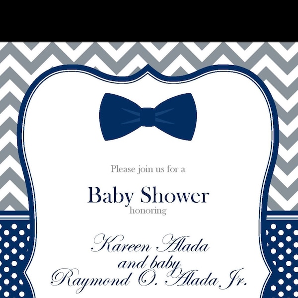 Bow Tie Baby Shower Invitations Editable Pdf, DIY 4x6 Printable Grey ...