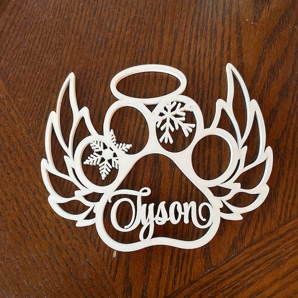 Dog Angel Wings Ornament Pet Memorial Ornament Personalized Paw Angel ...