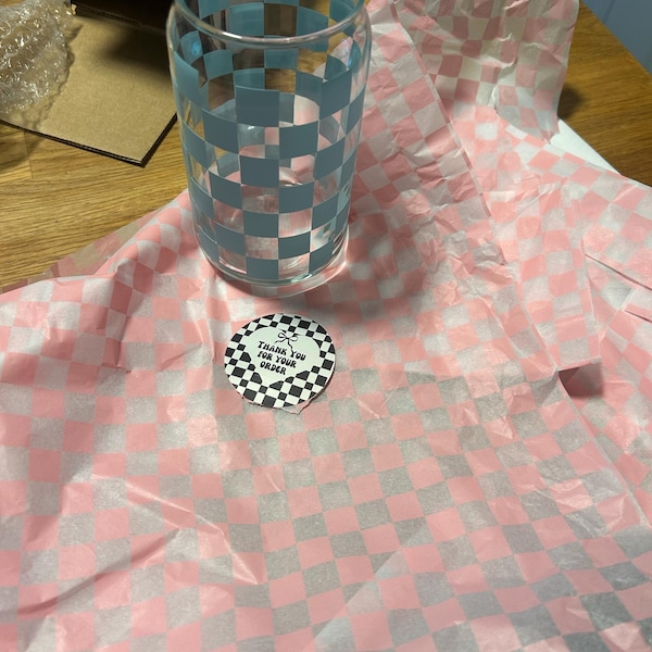 Retro Checkered Iced Coffee Glass Cup,aesthetic Checkered Glass,groovy ...