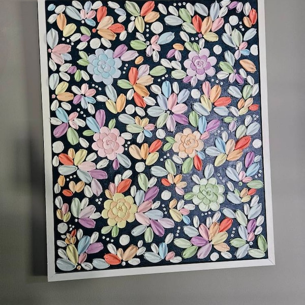 Picture of Textured Floral Wall Art Handcrafted Living Room Minimalistic Wall Art ...