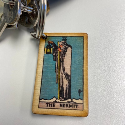 the-hermit-tarot-card-keychain-the-hermit-gift-meditation-gift-etsy