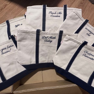 Ironic boat totes for life #shopkleindesigns #customembroidery #ironic