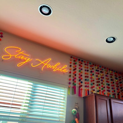 Stay Awhile Neon Sign Custom Neon Sign Bedroom LED Light up Sign - Etsy