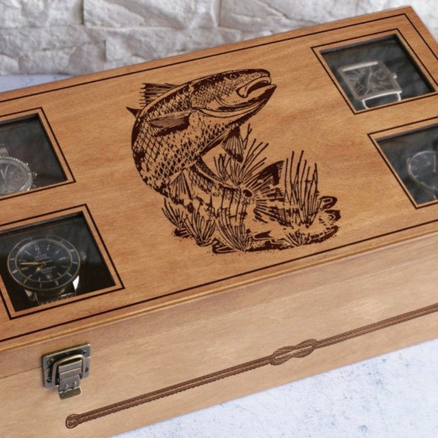 Personalised Engraved Wooden Fishing Box, Tackle Box With Fisherman and  Fish -  Canada