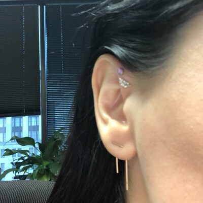 Double Piercing Earrings-threader Earrings-double Lobe Earrings-double ...