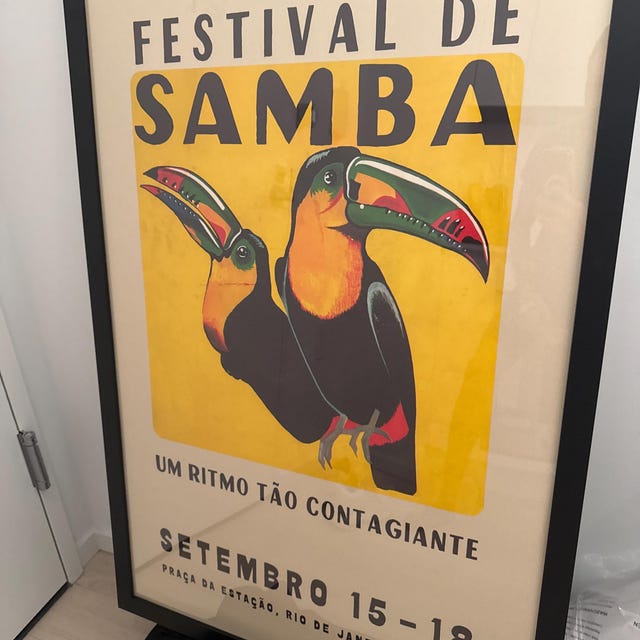Toucan Samba Festival Poster, Vintage Mid Century Modern Art