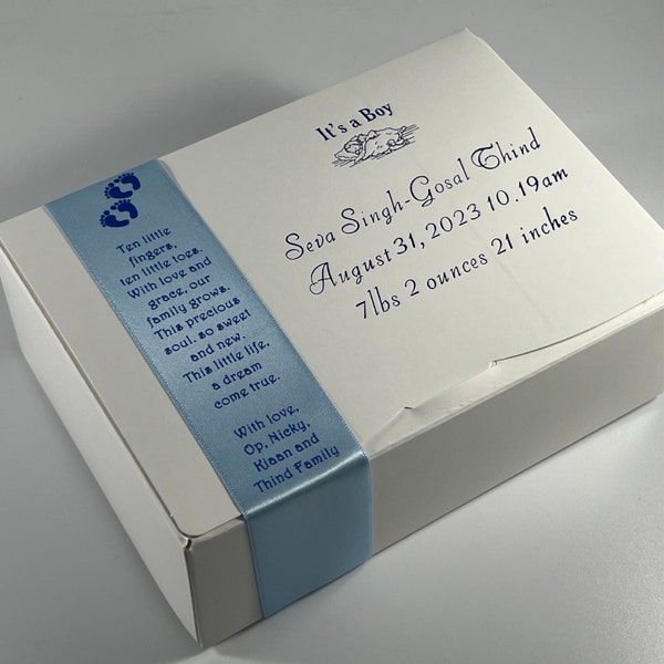 Pink and Blue Baby Shower Boxes With Foil Embossed Baby Image and ...