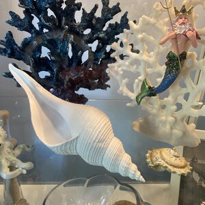 Handmade Blue Coral Sculpture: Coastal Home Office Aquarium