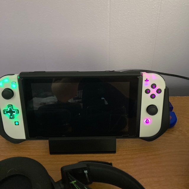 Joy-con LED MOD White With Black Backlit Buttons and D-pad