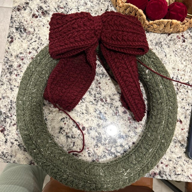 A customer's finished Wheat Stitch Wreaths Crochet Pattern in 4 Sizes