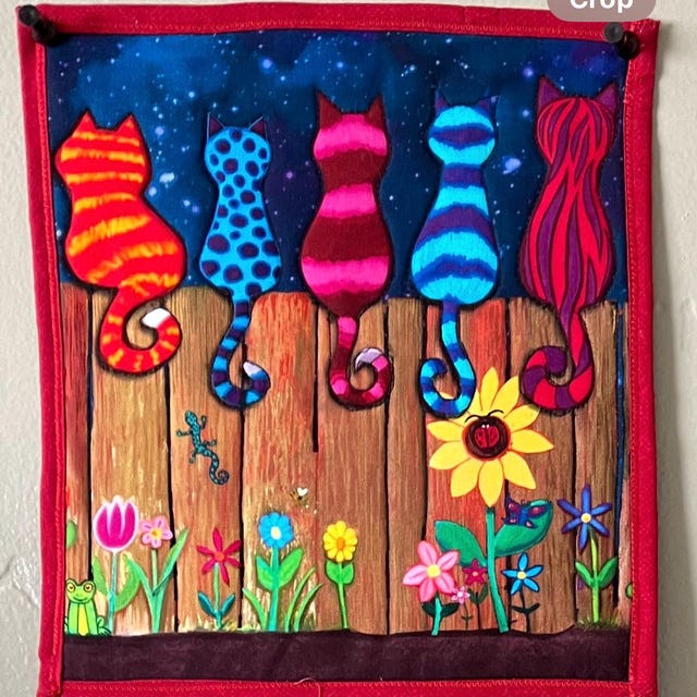 Timeless Treasures Colorful Cats on a Fence 11