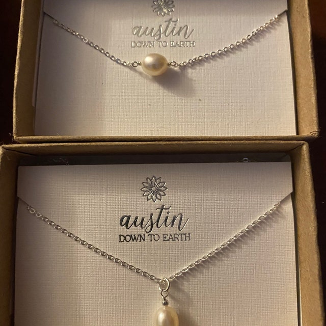 Single Pearl Necklace - Tiny Oval Pearl Drop Choker
